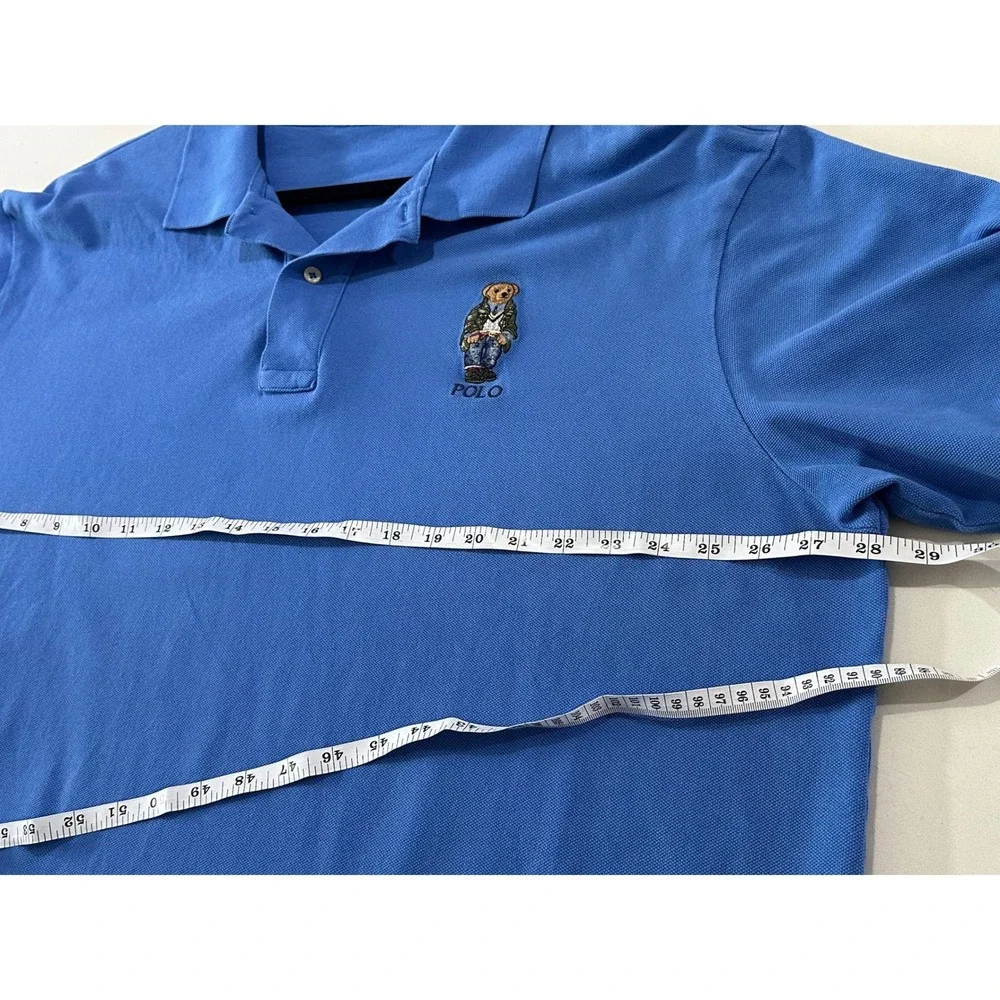 Polo Ralph Lauren Mens 2XLT Blue Polo Bear Short Sleeve Pique‎ Shirt Big & Tall